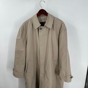 London Fog Classic Winter Wear Button Front Trench Coat Beige Size 40 Regular